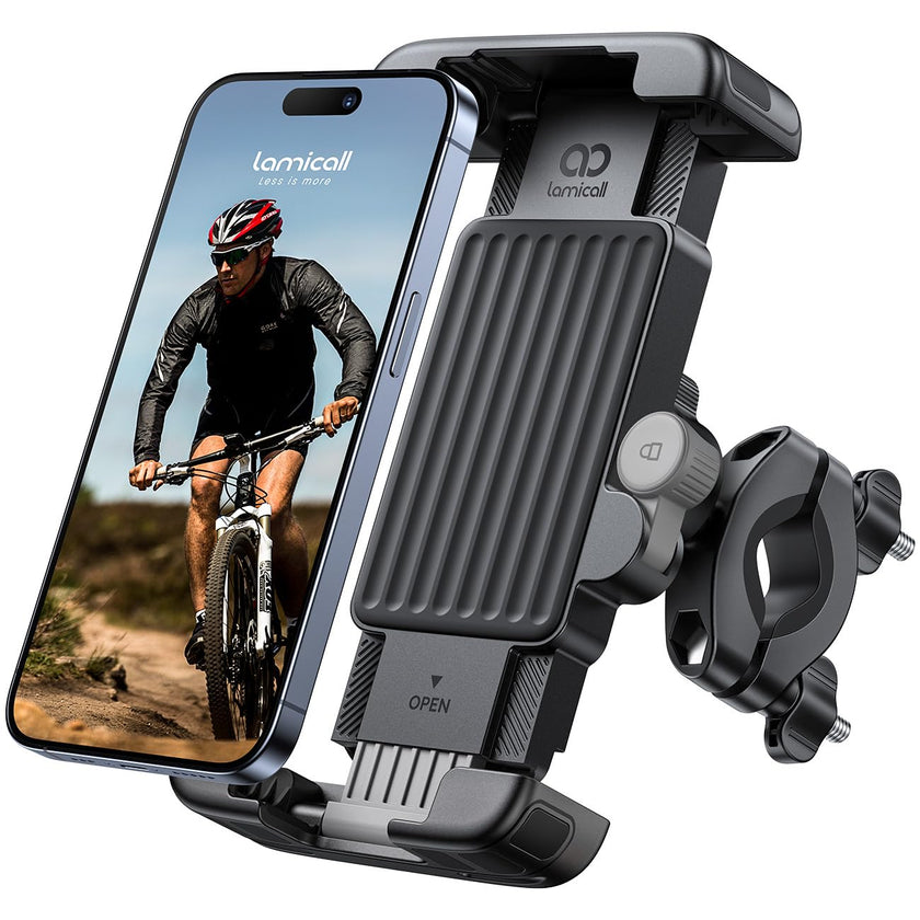 Lamicall Bike Motorcycle Phone Mount - [1s Quick Lock] Bike Phone Holder Clip, [Stable Handlebar Clamp] Bicycle Scooter Handlebar Clamp for iPhone 16 17 Pro Max Plus Air, S26 Ultra All Large 🍁 All In One Marketplace Canada