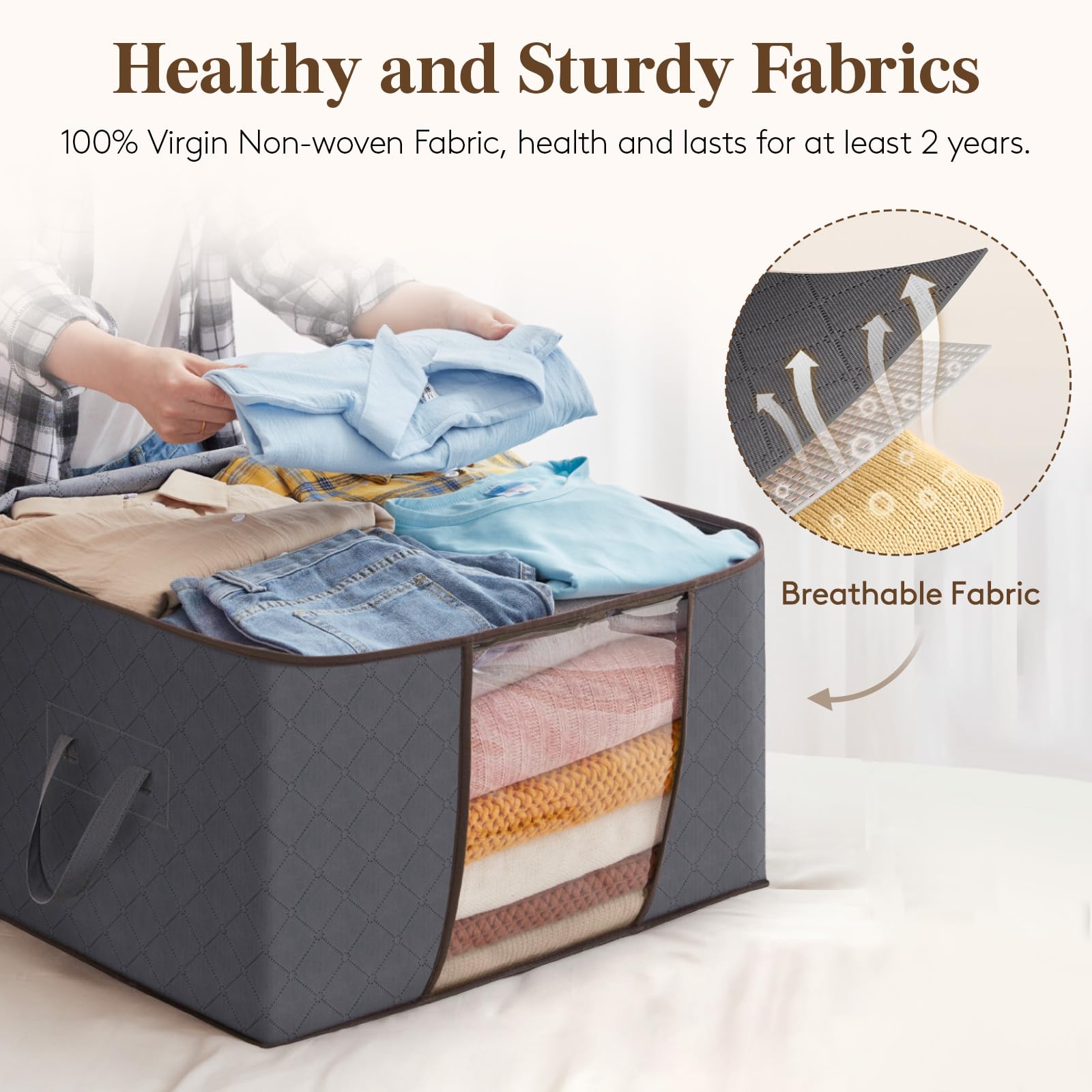 Lifewit 6 Pack Clothes Storage Bags, Foldable Fabric Closet Storage Containers and Organization, Underbed Lidded Storage Bins for Clothing, Blankets with Reinforced Handle, Sturdy Zipper, Clear Window 🍁 All In One Marketplace Canada