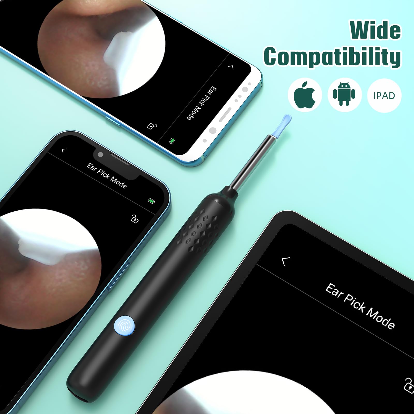 LMECHN Ear Wax Removal, Ear Cleaner with 7 Pcs Ear Set, Ear Wax Removal Tool Camera with 1080P Ear Otoscope & 6 LED Lights, Wireless Ear Pick for Ear Cleaning with 6 Ear Spoons Black 🍁 All In One Marketplace Canada