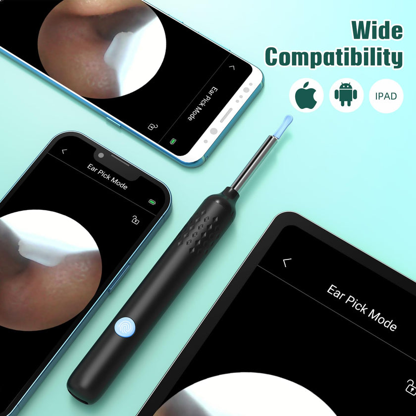 LMECHN Ear Wax Removal, Ear Cleaner with 7 Pcs Ear Set, Ear Wax Removal Tool Camera with 1080P Ear Otoscope & 6 LED Lights, Wireless Ear Pick for Ear Cleaning with 6 Ear Spoons Black 🍁 All In One Marketplace Canada