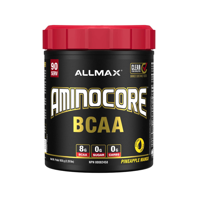 ALLMAX AMINOCORE BCAA Powder, Pineapple Mango, 90 Servings, 1035 g 🍁 All In One Marketplace Canada