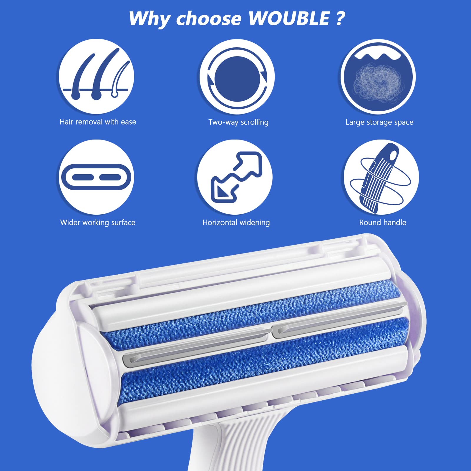 Wouble Pet Hair Remover Roller, Reusable Lint Roller for Pet Hair,Self Clean Dog Cat Fur Removal Brush, from Carpet, Furniture, Rugs, Laundry, Bedding, Sofa-White 🍁 All In One Marketplace Canada
