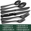 24-Piece Black Silverware Set with Steak Knives, Black Flatware Set for 4, Food-Grade Stainless Steel Tableware Cutlery Set, Mirror Finished Utensil Sets for Home Restaurant 🍁 All In One Marketplace Canada