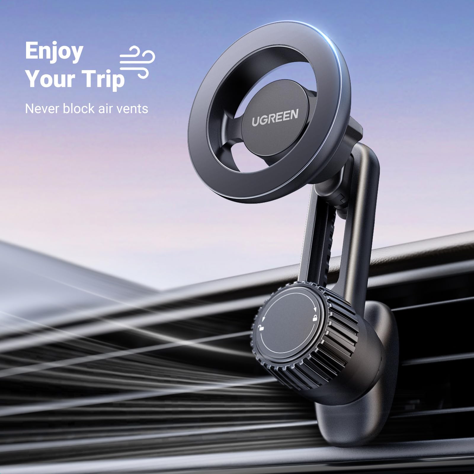 UGREEN Magsafe Phone Mount for Car, Not Blocking Air Vent, with 2 Metal Rings for All Phones Strengthen Magnetic Car Phone Holder Compatible with iPhone 17 16 15 Pro Max 14 13 12 Pro Mini MagSafe Case 🍁 All In One Marketplace Canada