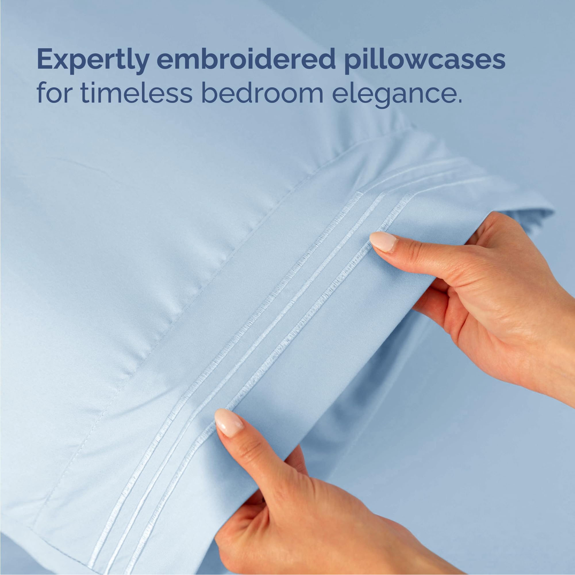 Queen Size 4 Piece Sheet Set - Comfy Breathable & Cooling Sheets - Hotel Luxury Bed Sheets for Women & Men - Deep Pockets, Easy-Fit, Extra Soft & Wrinkle Free Sheets - Sky Blue Oeko-Tex Bed Sheet Set 🍁 All In One Marketplace Canada