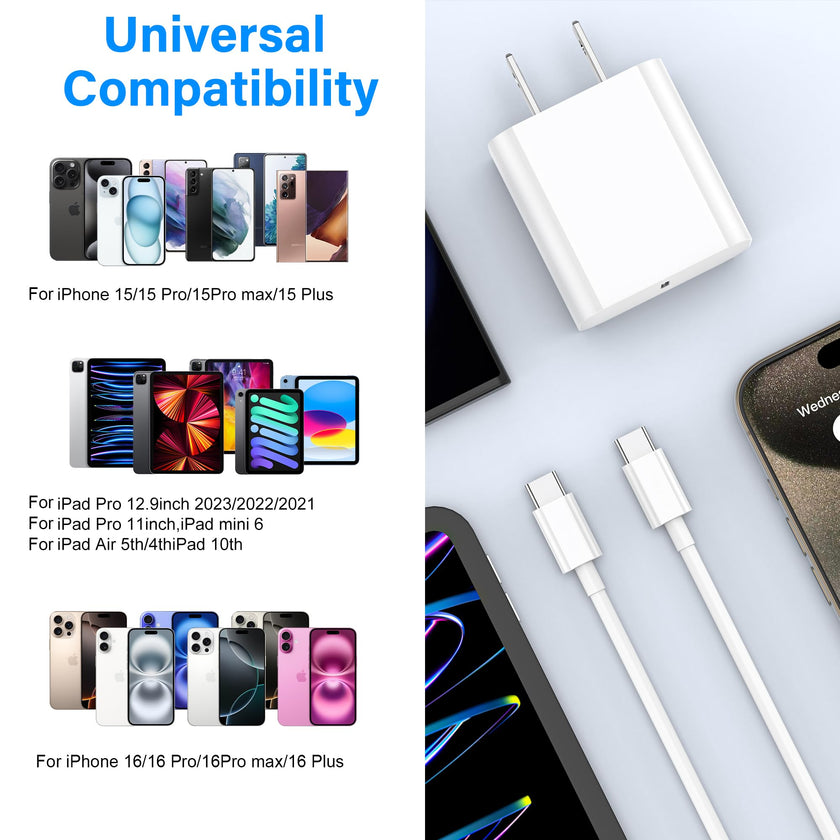 iPhone 17 16 15 Charger,3 Pack 20W USB-C Fast Wall Charger with 6ft USB C to USB C Cable for iPhone 17/16/16 Pro Max/16 Plus/15/15 Pro Max/15 Plus/iPad Air/iPad and More 🍁 All In One Marketplace Canada