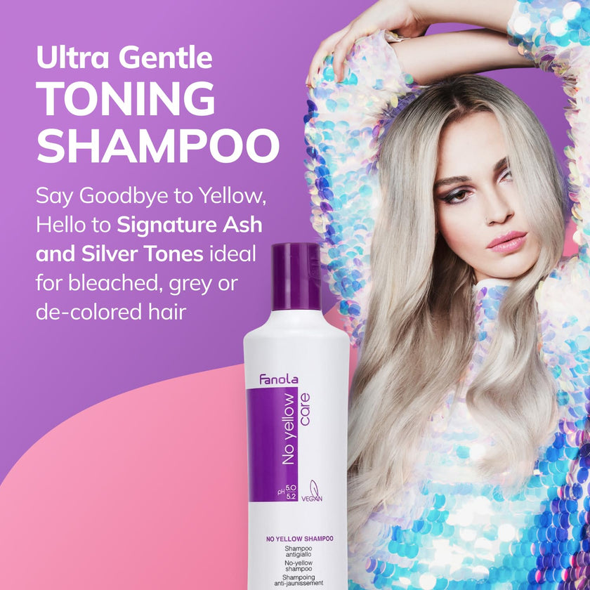 Fanola No Yellow Shampoo | Colour Depositing Purple Shampoo for Blonde, Silver, Gray, and Highlighted Hair | Anti Brass Shampoo Toner to Remove Yellow Tones & Brassiness from Bleached Hair (350 ml) 🍁 All In One Marketplace Canada