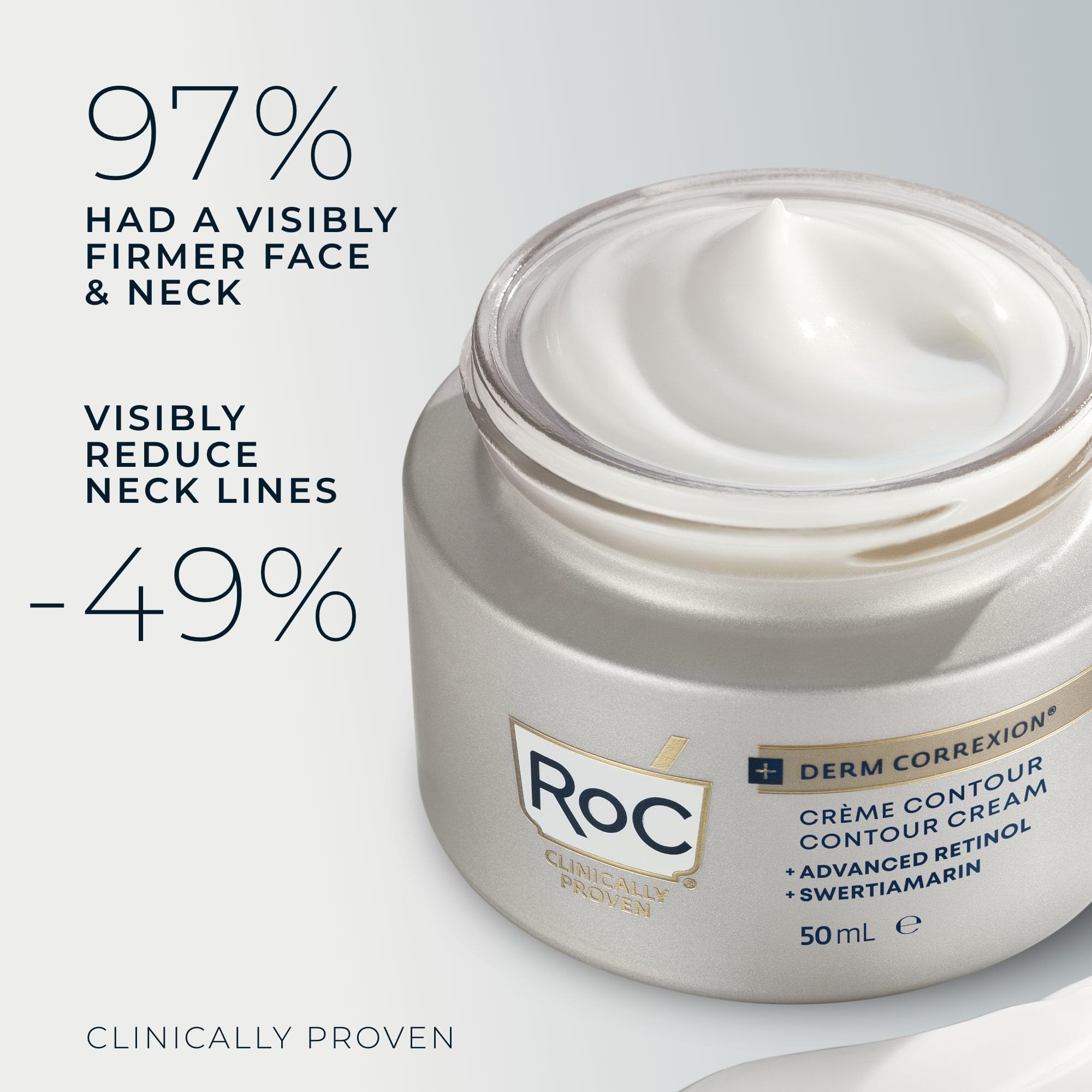 RoC Derm Correxion® Neck Cream with Hyaluronic Acid and Advanced Retinol to visibly Tighten & Lift Horizontal Neck Lines, Facial Moisturiser to Contour Face, Neck and Jawline, 50ML 🍁 All In One Marketplace Canada