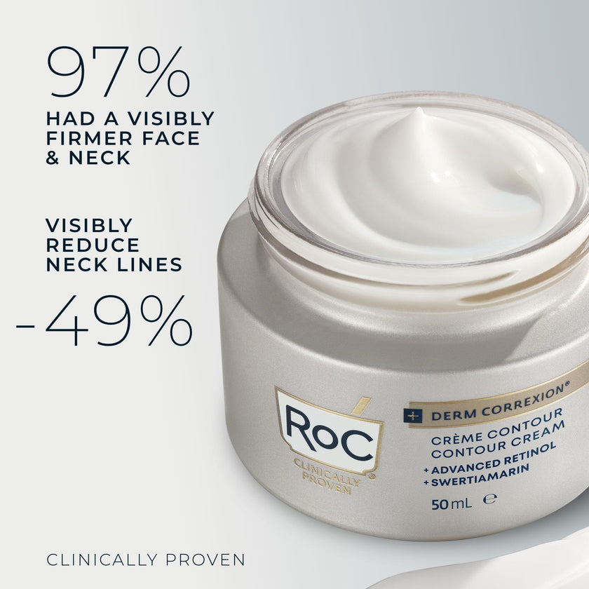RoC Derm Correxion® Neck Cream with Hyaluronic Acid and Advanced Retinol to visibly Tighten & Lift Horizontal Neck Lines, Facial Moisturiser to Contour Face, Neck and Jawline, 50ML 🍁 All In One Marketplace Canada