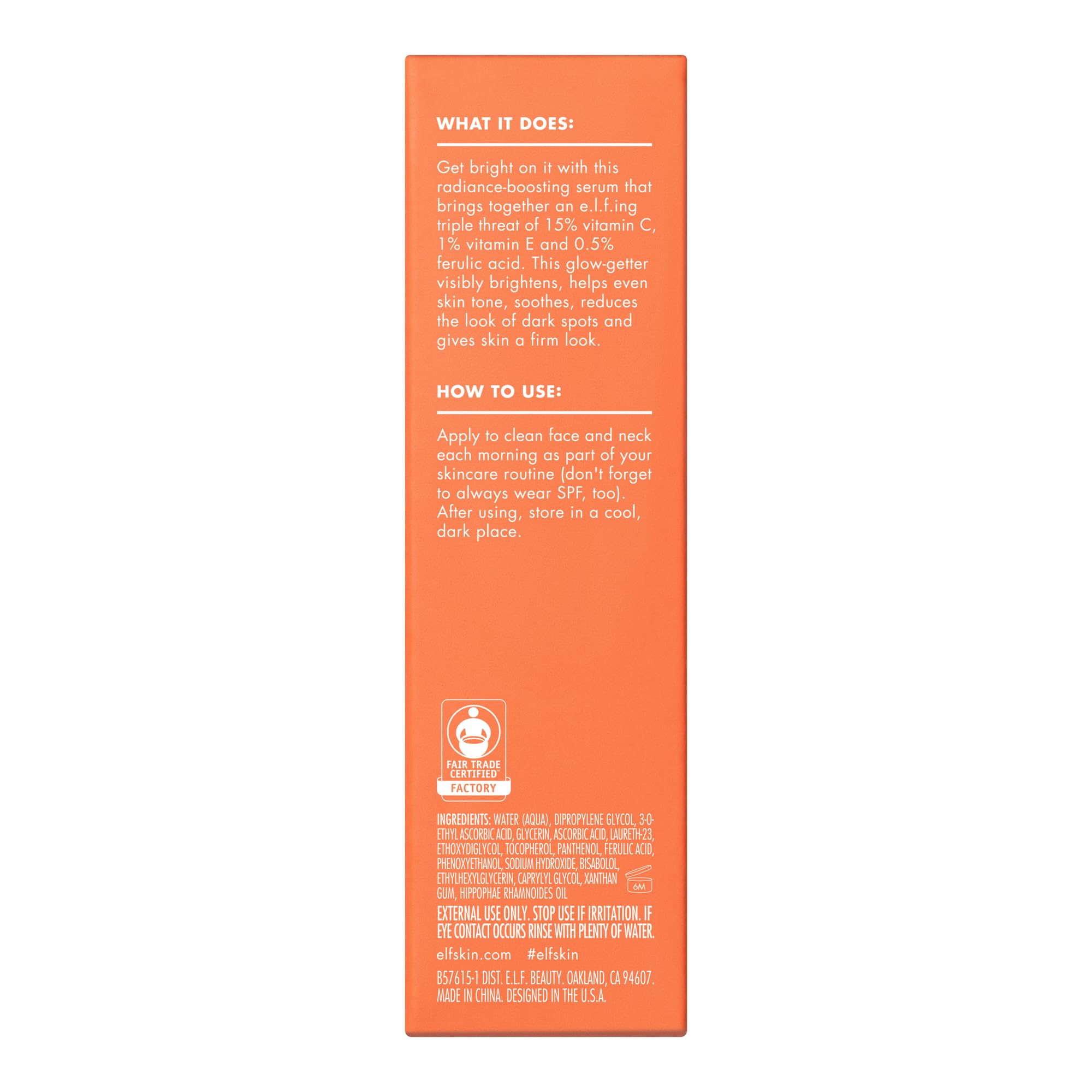 e.l.f. SKIN Bright Icon Vitamin C + E + Ferulic Face Serum, Brightening & Soothing with 15% Vitamin C, Vegan & Cruelty-Free 🍁 All In One Marketplace Canada