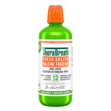 TheraBreath Fresh Breath Oral Rinse, Value Size, Clinically Shown to Fight Bad Breath for 12 Hours, Alcohol & Dye Free Mouthwash, Certified Vegan, Halal, Kosher, Gluten-Free - Mild Mint, 1L 🍁 All In One Marketplace Canada