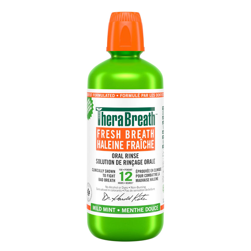 TheraBreath Fresh Breath Oral Rinse, Value Size, Clinically Shown to Fight Bad Breath for 12 Hours, Alcohol & Dye Free Mouthwash, Certified Vegan, Halal, Kosher, Gluten-Free - Mild Mint, 1L 🍁 All In One Marketplace Canada