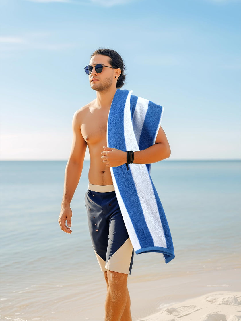 Utopia Towels 4 Pack Cabana Stripe Beach Towels (30x60 inches) - 100% Ring Spun Cotton Large Pool Towels, Soft and Quick Dry Swim Towels (Blue,Grey,Red,Green) 🍁 All In One Marketplace Canada