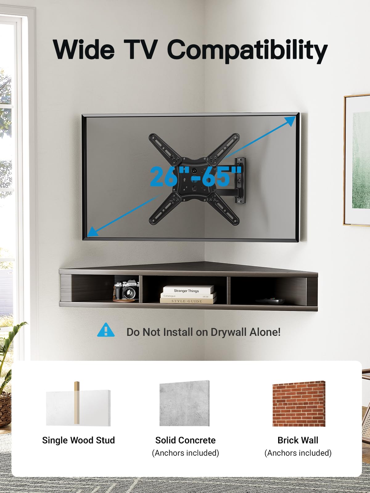 Pipishell Full Motion TV Wall Mount for 26-65 Inch Flat Curved Screen TVs, Max VESA 400x400mm up to 77 lbs, Swivel TV Mount Wall Bracket with Articulating Arms, Tilt, Extension, PIMF7 🍁 All In One Marketplace Canada