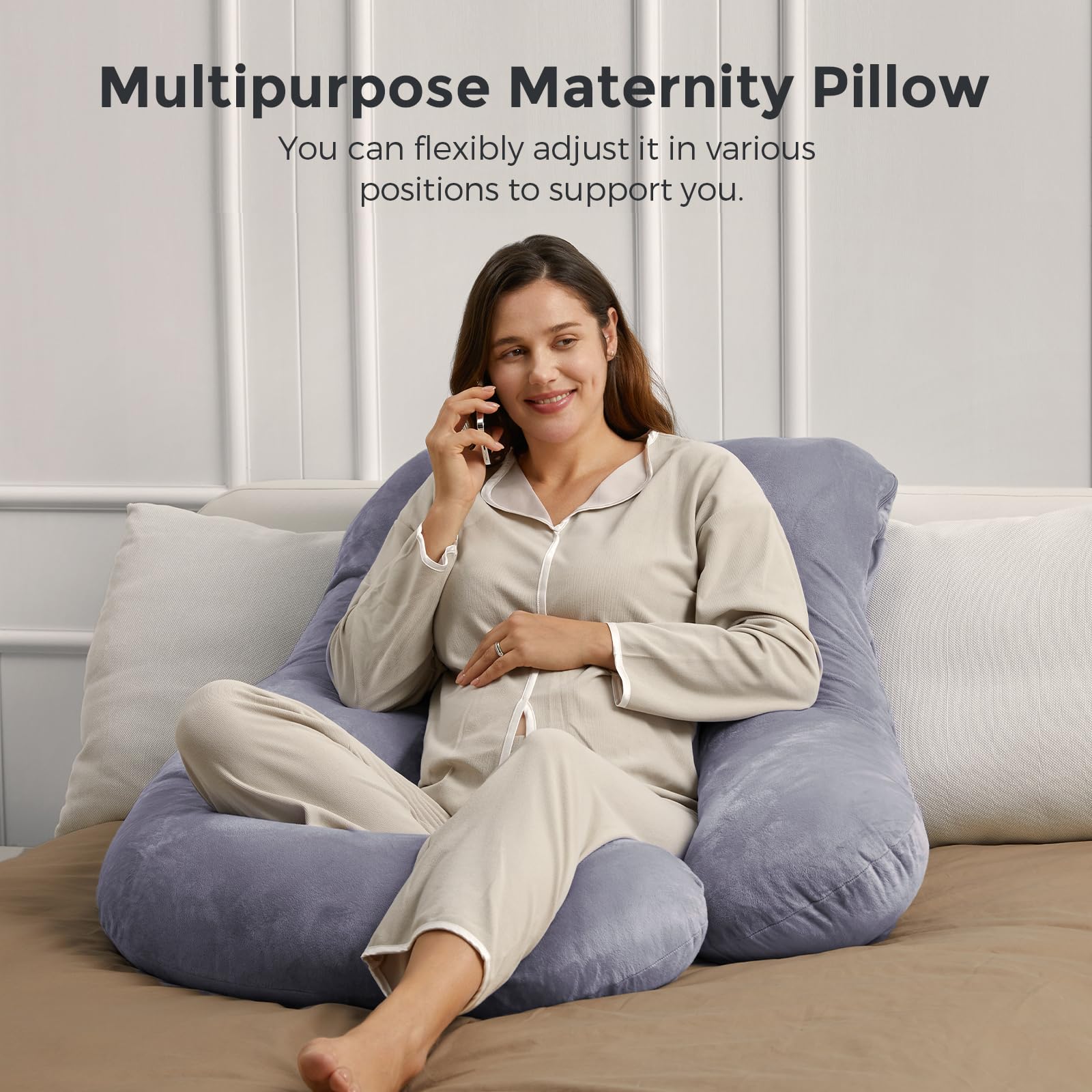 Momcozy Pregnancy Pillows for Sleeping, U Shaped Full Body Maternity Pillow with Removable Cover - Support for Back, Legs, Belly, HIPS for Pregnant Women, 57 Inch Pregnancy Pillow for Women, Grey 🍁 All In One Marketplace Canada