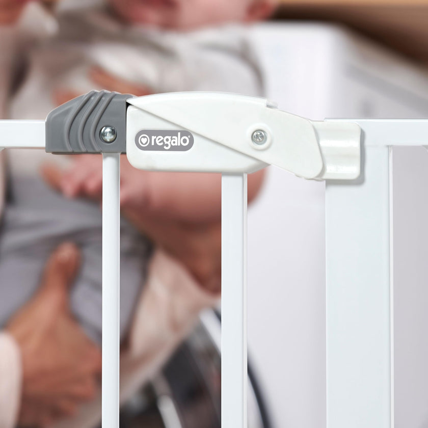 Regalo Easy Step 38.5-Inch (97.75cm) Extra Wide Baby Gate, Award Winning Brand, Includes 6-Inch (15.25cm) Extension Kit, 4 Pack Pressure Mount Kit and 4 Pack Wall Mount Kit 🍁 All In One Marketplace Canada