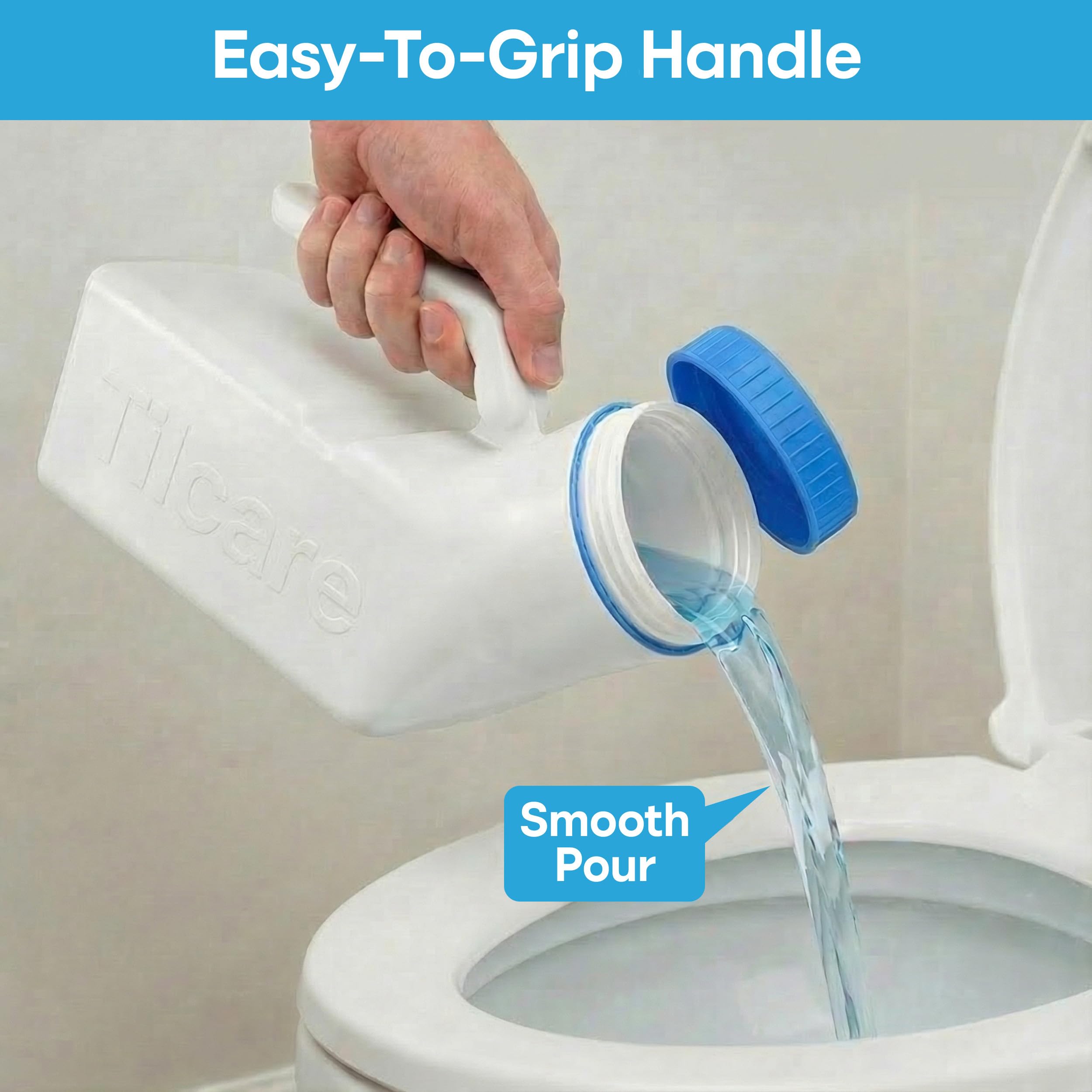 Urinals for Men Glow in the Dark Lid by Tilcare (1 Pack) - 32oz/1000mL Thick Plastic Mens Bedpan Bottle with Screw-on Lid - Spill Proof Urinary Chamber - Male Portable Travel Pee Bottles 🍁 All In One Marketplace Canada