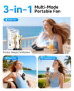 KIMMOO 3-in-1 Portable Handheld Turbo Fan -100 Speeds, 10800 RPM, 12Hrs Cooling, 120° Rotation, USB Rechargeable Mini Hand Held Personal Fan for Travel Makeup Outdoor Indoor (Black) 🍁 All In One Marketplace Canada