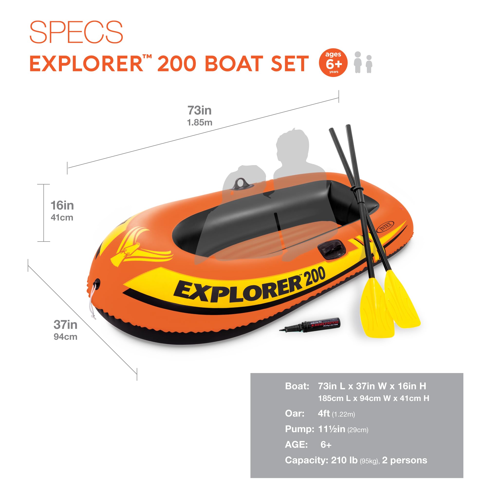 INTEX 58331EP Explorer 200 Inflatable Boat Set: Includes Deluxe Aluminum Oars and Mini Hand-Pump – Dual Air Chambers – Grab Rope – 2-Person – 210lb Weight Capacity 🍁 All In One Marketplace Canada