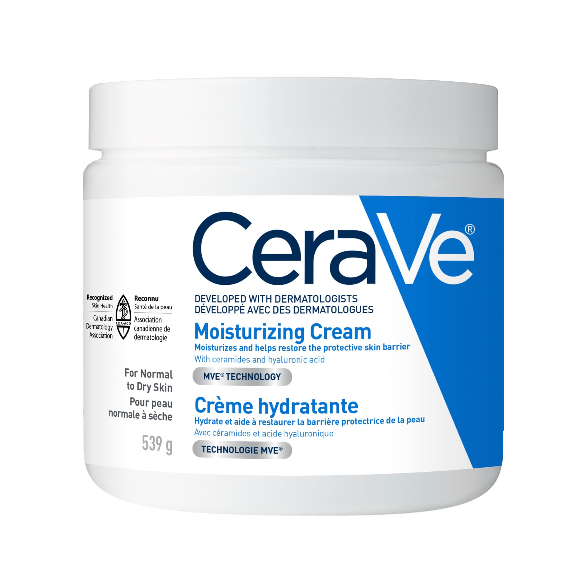 CeraVe Moisturizing Cream, Daily Face, Hands, & Body Cream Moisturizer for Dry Skin With Hyaluronic Acid and Ceramides for Women and Men. Sensitive skin, Oil-free, Non-comedogenic, Fragrance-Free, 539 Grams 🍁 All In One Marketplace Canada