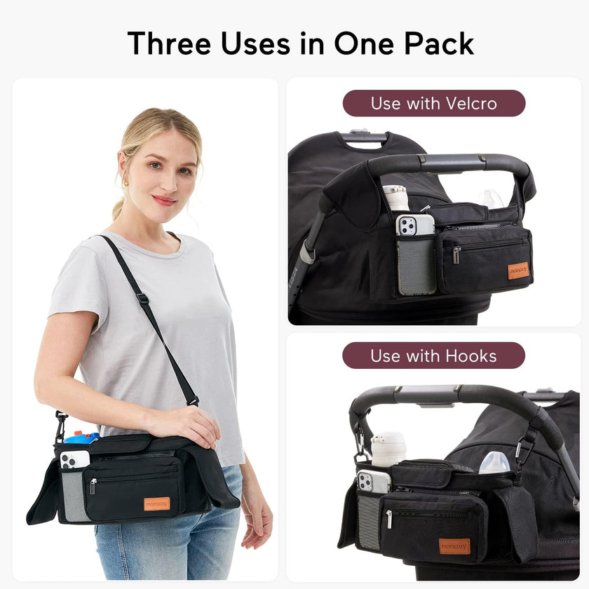 Universal Stroller Organizer with Insulated Cup Holder by Momcozy - Detachable Phone Bag & Shoulder Strap, Fits for Stroller like Uppababy, Baby Jogger, Britax, BOB, Umbrella and Pet Stroller 🍁 All In One Marketplace Canada