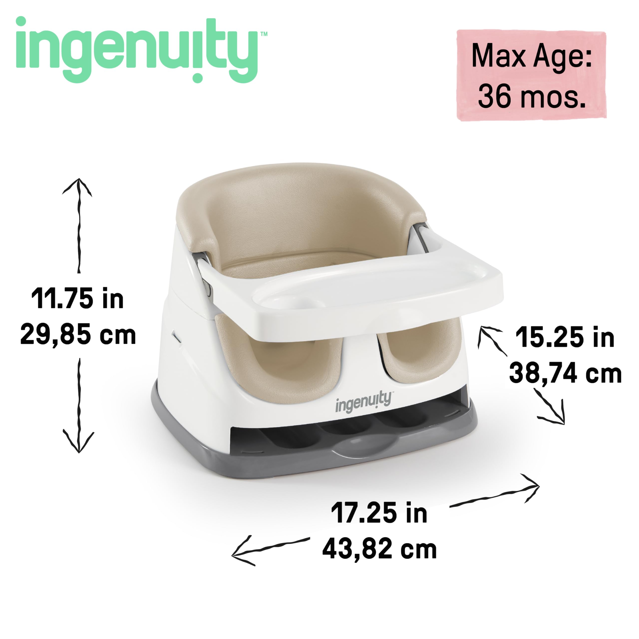 Ingenuity Baby Base 2-in-1 Booster Feeding and Floor Seat with Self-Storing Tray - Cashmere 🍁 All In One Marketplace Canada