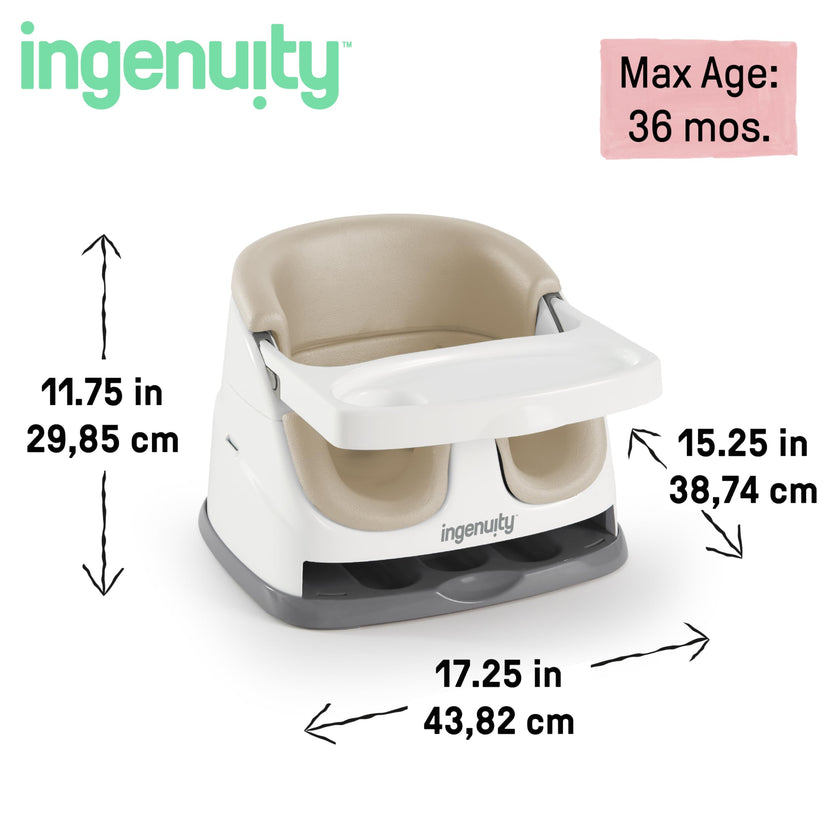 Ingenuity Baby Base 2-in-1 Booster Feeding and Floor Seat with Self-Storing Tray - Cashmere 🍁 All In One Marketplace Canada