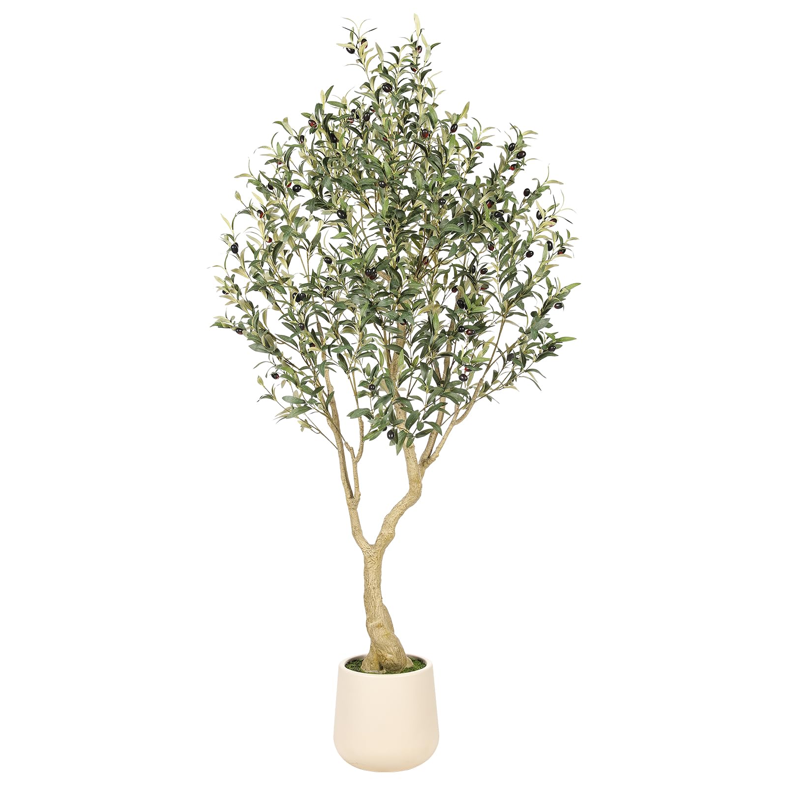 Realead 6ft Artificial Olive Tree with Tall Exquisite Planter - Realistic Faux Olive Tree with Thick Trunk and Lifelike Fruits - Large Fake Olive Tree for Home Office Decor 🍁 All In One Marketplace Canada
