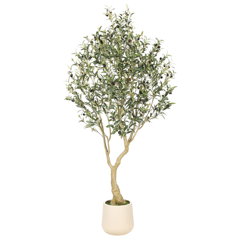 Realead 6ft Artificial Olive Tree with Tall Exquisite Planter - Realistic Faux Olive Tree with Thick Trunk and Lifelike Fruits - Large Fake Olive Tree for Home Office Decor 🍁 All In One Marketplace Canada