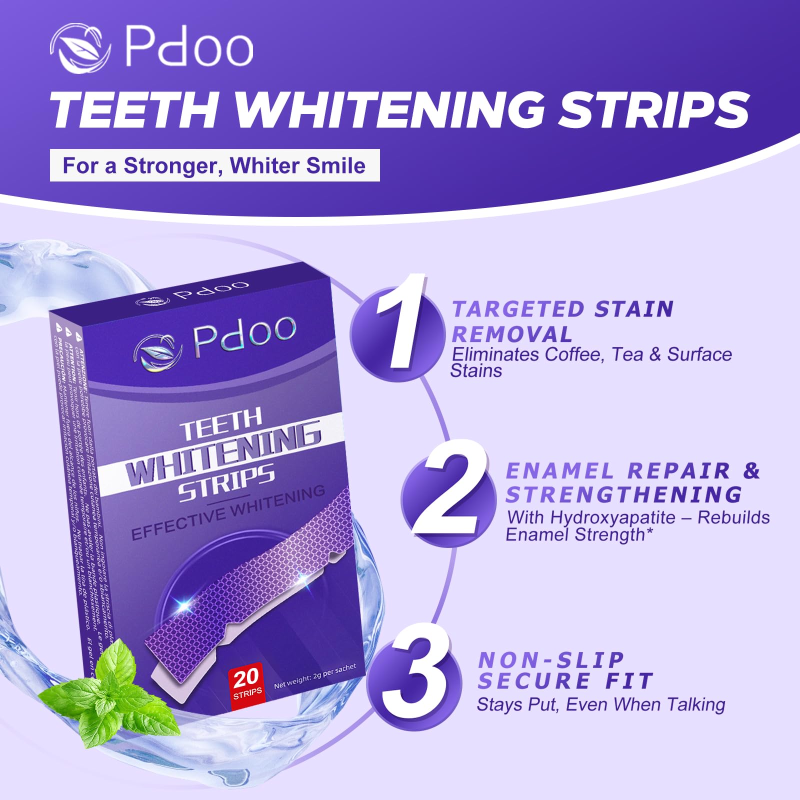 Purple Teeth Whitening Strip 20 Non-Slip Strips - Whitening for Teeth Sensitive, Professional Teeth Whitening Strips, Fast Remove Smoking, Coffee, Wine Stains, Teeth Whitening Kit Pack 🍁 All In One Marketplace Canada