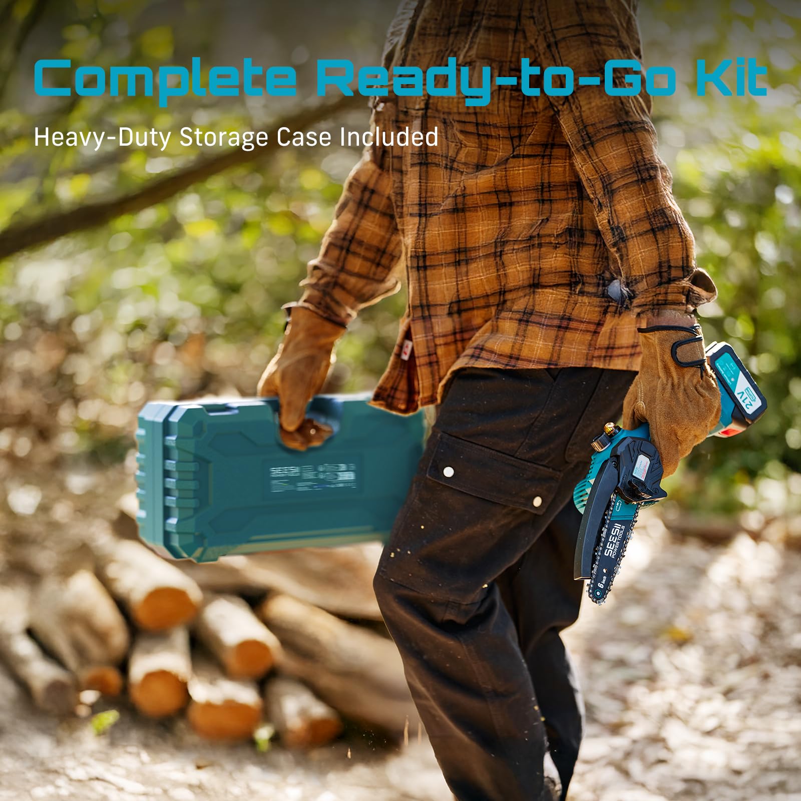 SEESII Mini Chainsaw 6 Inch: Electric Chainsaw with 2PCS 4000mAh Batteries & Oiler - 900W Motor for Quick Work - Saw for Branch Cutting - Gifts for Father Day Men Women Dad Mom Gardener (M6 Pro) 🍁 All In One Marketplace Canada