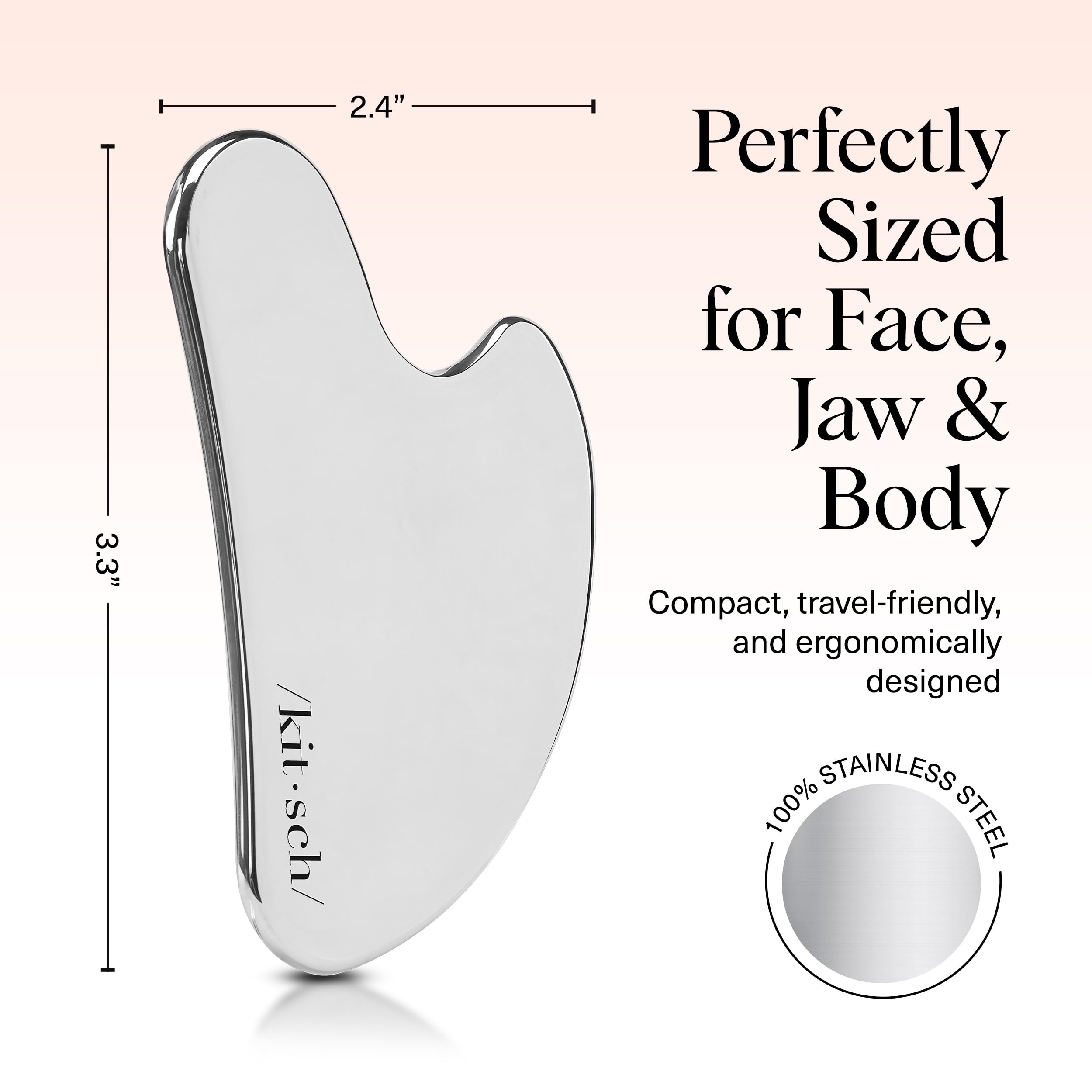 Kitsch Stainless Steel Gua Sha Facial Tools - Guasha Tool for Face, Face Sculpting Tool, Jawline Shaper, Double Chin Reducer, Body Gua Sha Tools, Lymphatic Drainage Massager, Facial Skin Care - Silver 🍁 All In One Marketplace Canada