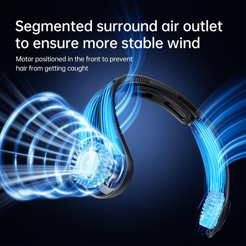 JISULIFE Portable Neck Fan Upgraded, Neckbrace Personal Hands Free, 5 Speed Gears Adjustment, 5000 mAh Wearable Bladeless Quiet Rechargeable for Outdoor Indoor, Gifts for Women Men- Black 🍁 All In One Marketplace Canada