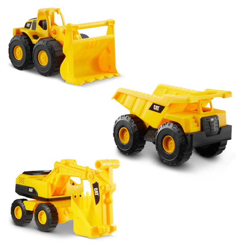 CAT Construction Toys, Mini Crew 3-Pack 7”, Push-Powered Yellow Construction Vehicle Toys, Includes Dump Truck, Wheel Loader, and Excavator for Kids and Toddlers Ages 2+ 🍁 All In One Marketplace Canada