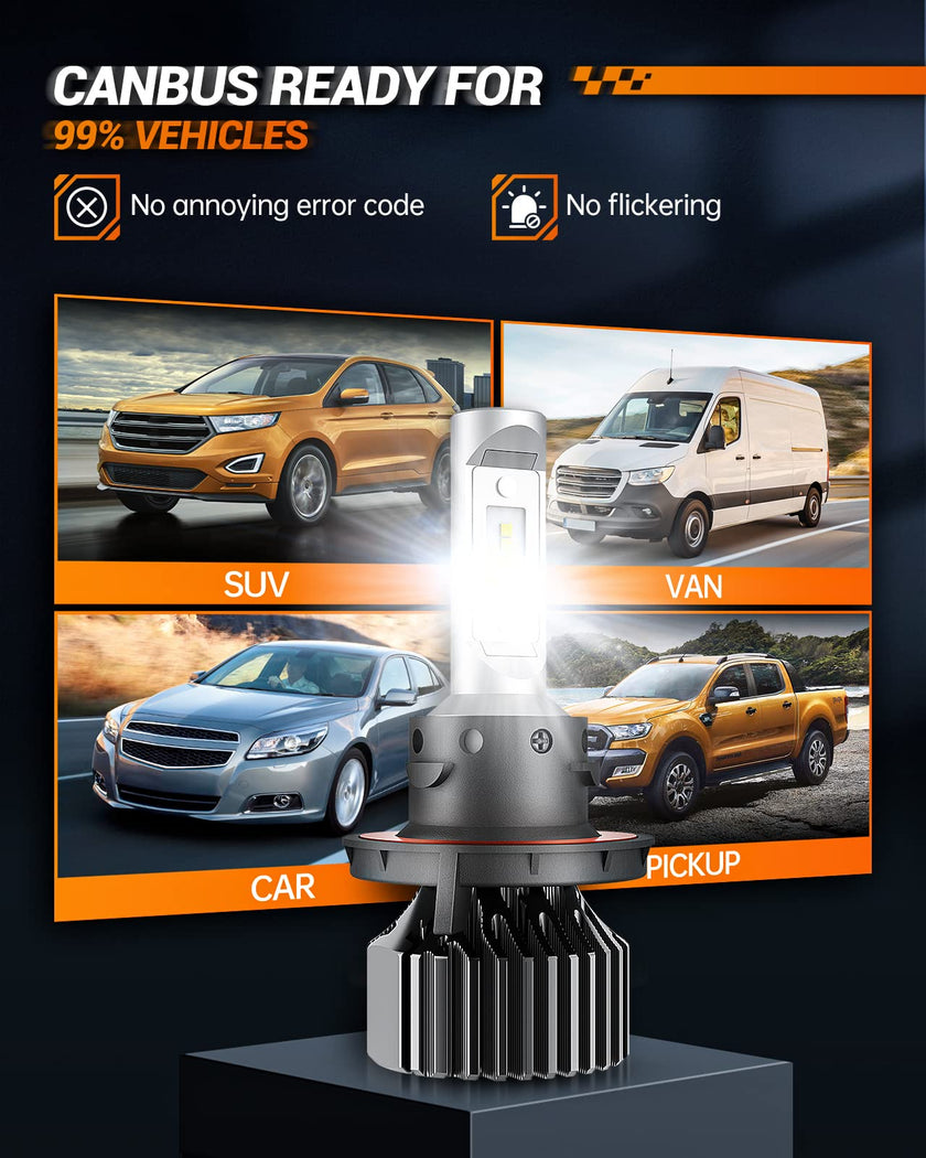 SEALIGHT H13 9008 LED Headlight Bulbs 50000LM 800% Brightness, Dual Hi/Lo Beam, 6000K Cool White, High Low Beam H13 Halogen Replacement, Plug and Play, IP67 Waterproof, Pack of 2 🍁 All In One Marketplace Canada