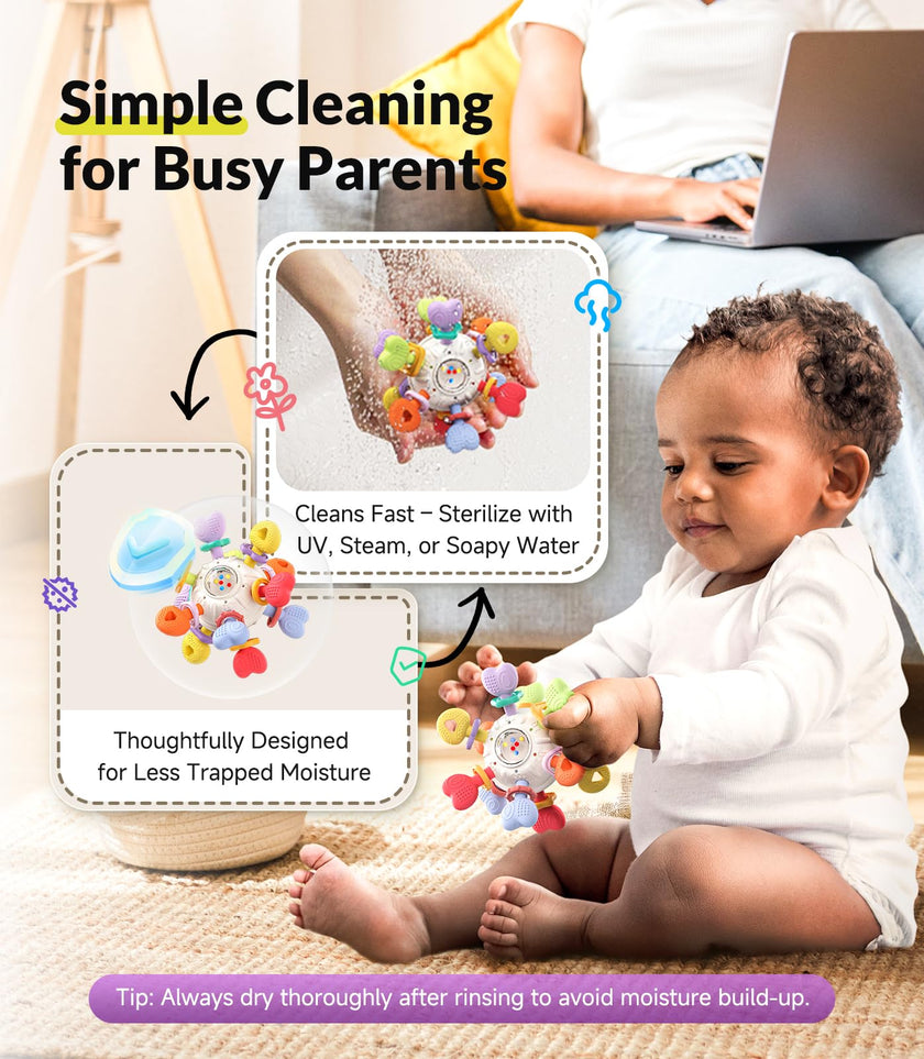 Infinno Baby Teething Toy with Rattle Spinner, BPA-Free Silicone for Baby 🍁 All In One Marketplace Canada