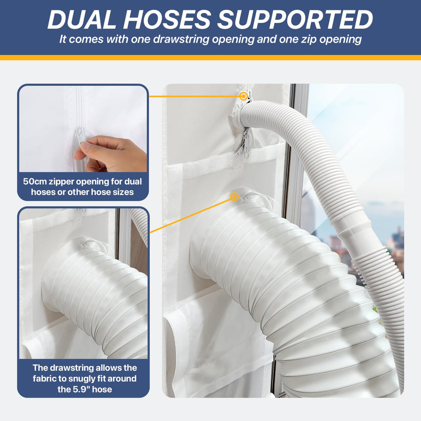 LOVIGA Universal Sliding Door Seal for Portable Air Conditioner and Dryer, 100% Sealing AC Door Vent Kit for Max 15cm Diameter Exhaust Hose, 25X192~232 Length Adjustable for Moblie A/C 🍁 All In One Marketplace Canada