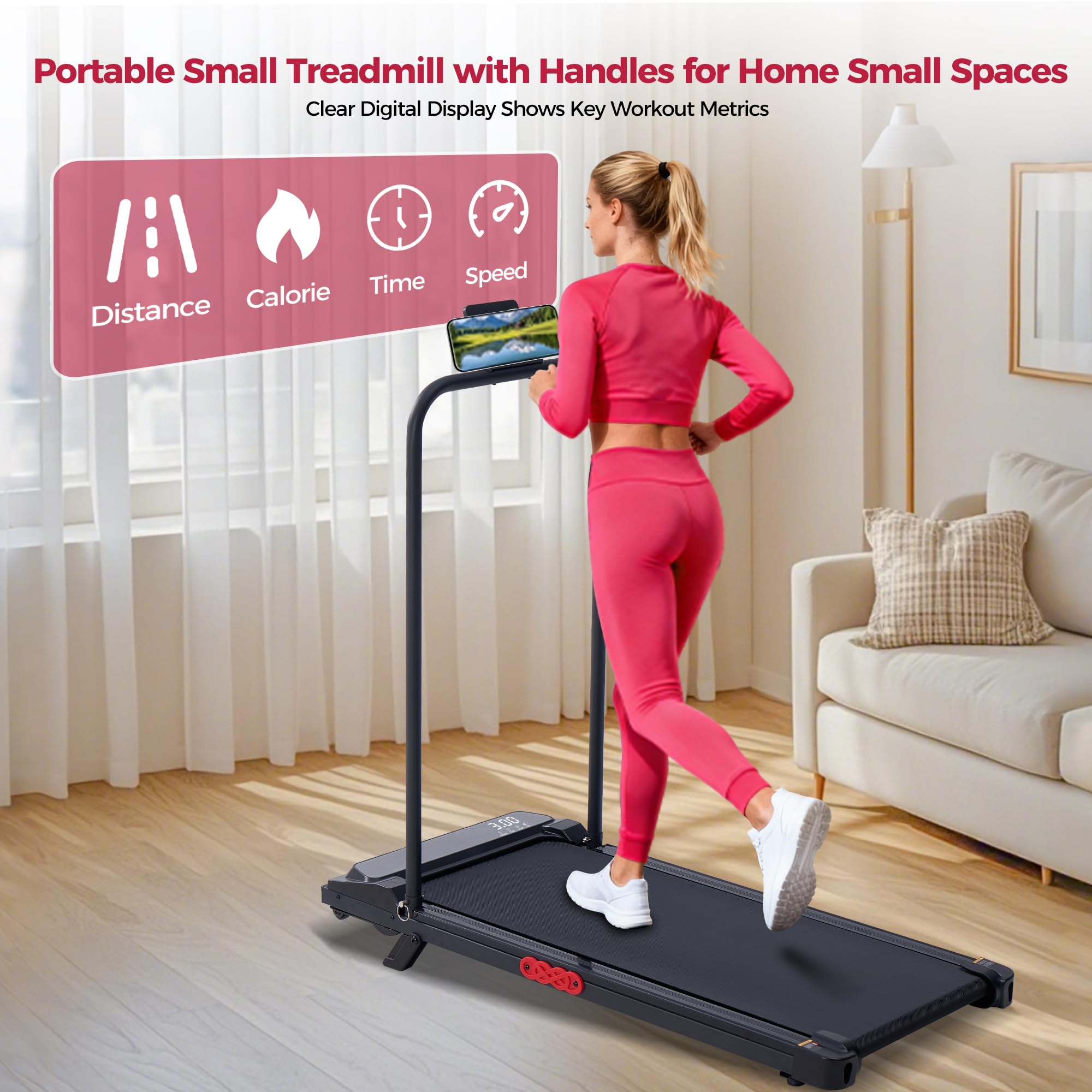 POTUPUS Walking Pad Treadmill with Incline, Portable Treadmills for Home Small Spaces, 3.0HP Electric Walking Treadmills with Handle Bar, Mini Treadmills for Exercising, 0.6-7.6MPH, 160KG, Model 401 🍁 All In One Marketplace Canada
