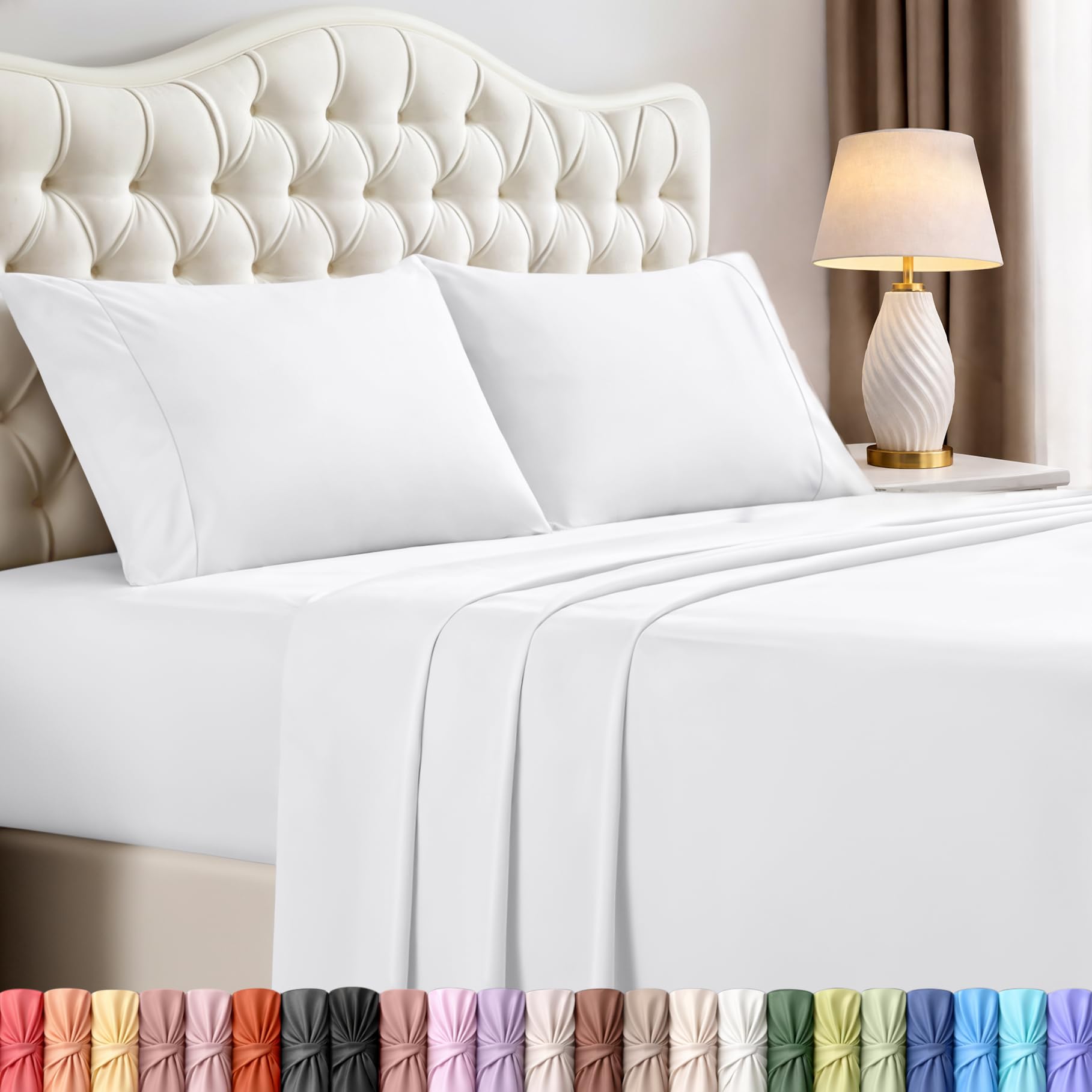Utopia Bedding King Bed Sheets - 4 Piece King Size Cooling Sheet Set - Hotel Luxury Soft Breathable Microfiber, Oeko-TEX, Deep Pocket Easy Fit & Care, Fade & Wrinkle Resistant, White 🍁 All In One Marketplace Canada