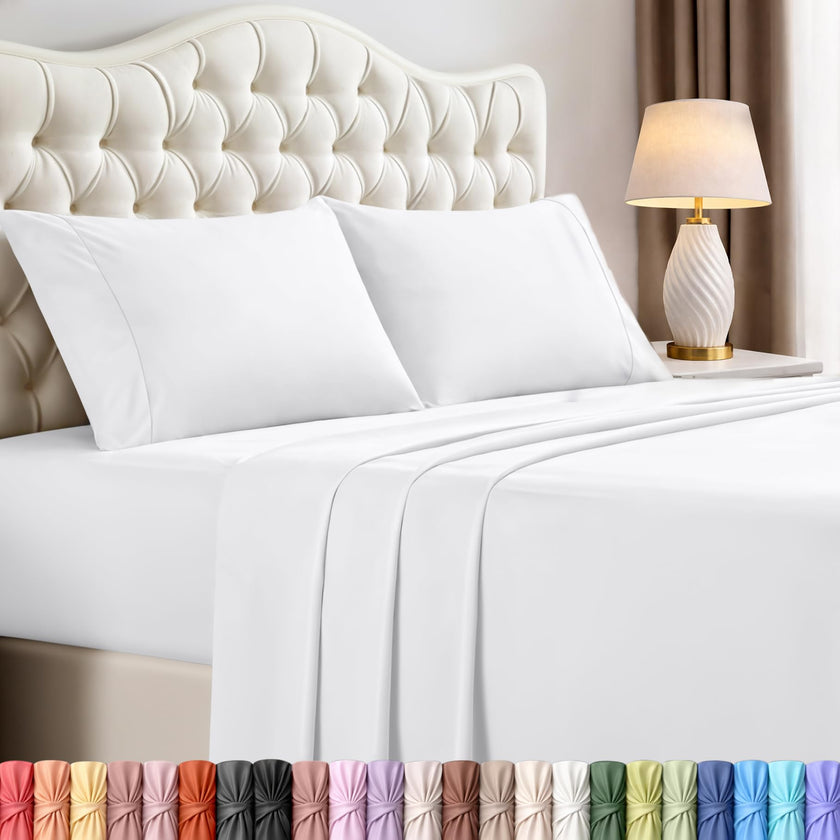 Utopia Bedding King Bed Sheets - 4 Piece King Size Cooling Sheet Set - Hotel Luxury Soft Breathable Microfiber, Oeko-TEX, Deep Pocket Easy Fit & Care, Fade & Wrinkle Resistant, White 🍁 All In One Marketplace Canada