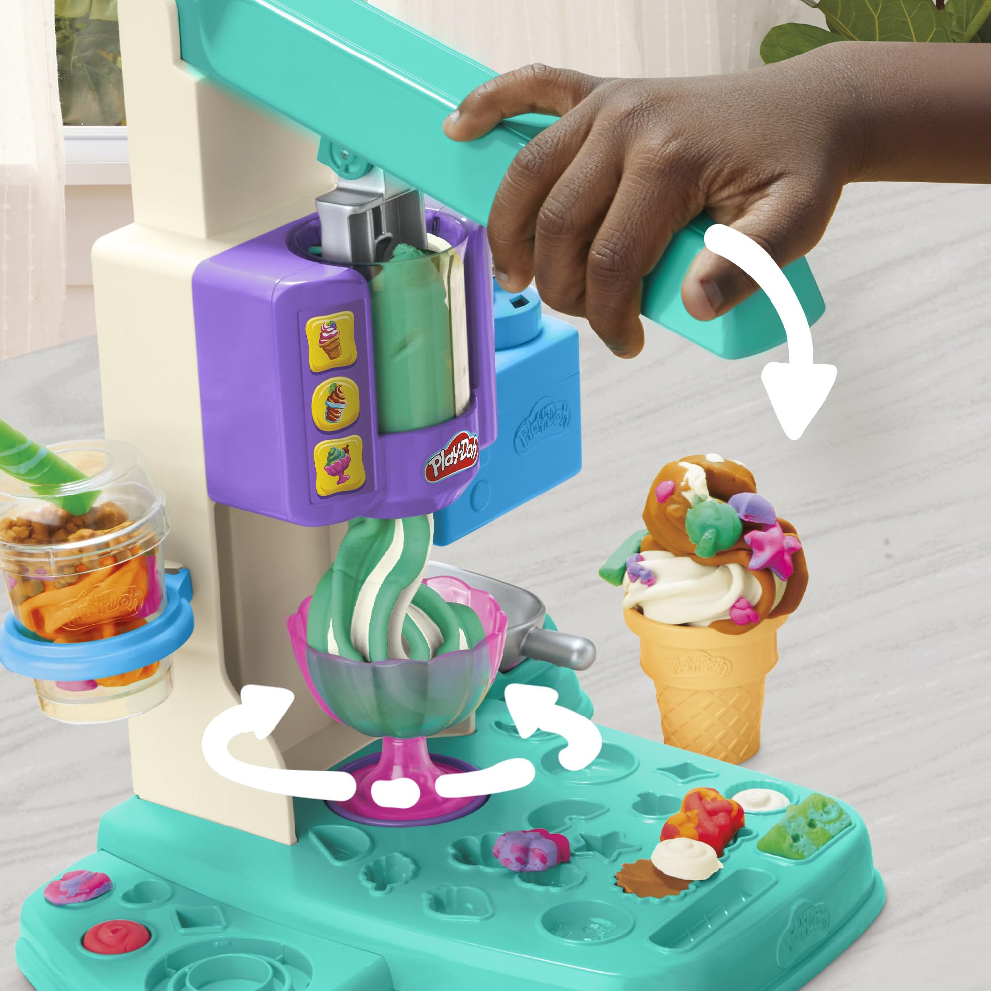 Play-Doh Rainbow Swirl Ice Cream Playset with 7 Pretend Play Kitchen Accessories, Arts and Crafts Toys for 3 Year Old Girls and Boys and Up 🍁 All In One Marketplace Canada