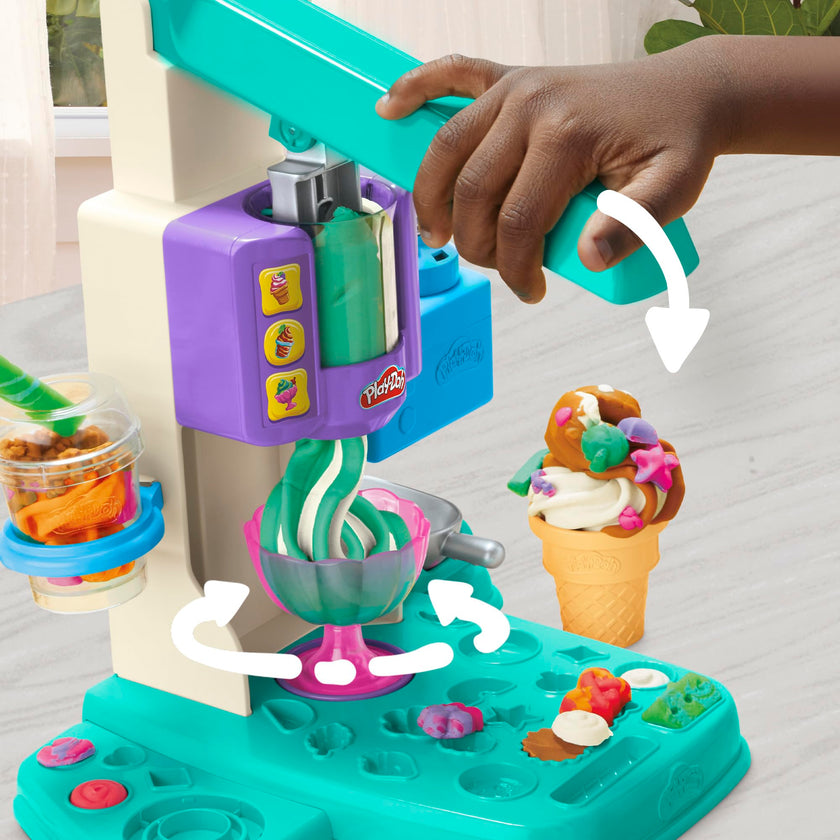 Play-Doh Rainbow Swirl Ice Cream Playset with 7 Pretend Play Kitchen Accessories, Arts and Crafts Toys for 3 Year Old Girls and Boys and Up 🍁 All In One Marketplace Canada