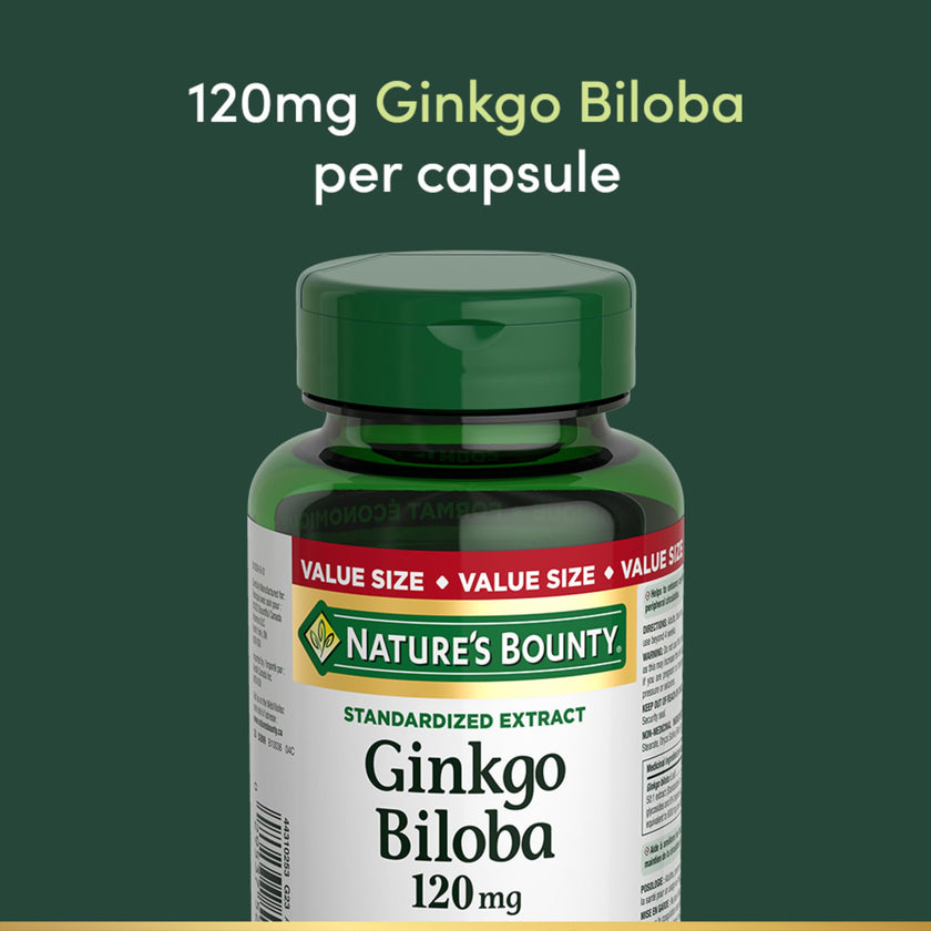 NATURE'S BOUNTY Gingko Biloba, 120 mg, Value Size, Helps to Enhance Cognitive Function, 180 Capsules, 78.5 g 🍁 All In One Marketplace Canada