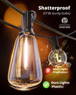 VIPAR Outdoor String Lights 60FT LED Patio Lights Waterproof with 28 Shatterproof ST38 Edison Bulbs Outside Hanging Light Dimmable Connectable for Porch, Deck, Garden, Backyard, Balcony, Decor, 2700K 🍁 All In One Marketplace Canada