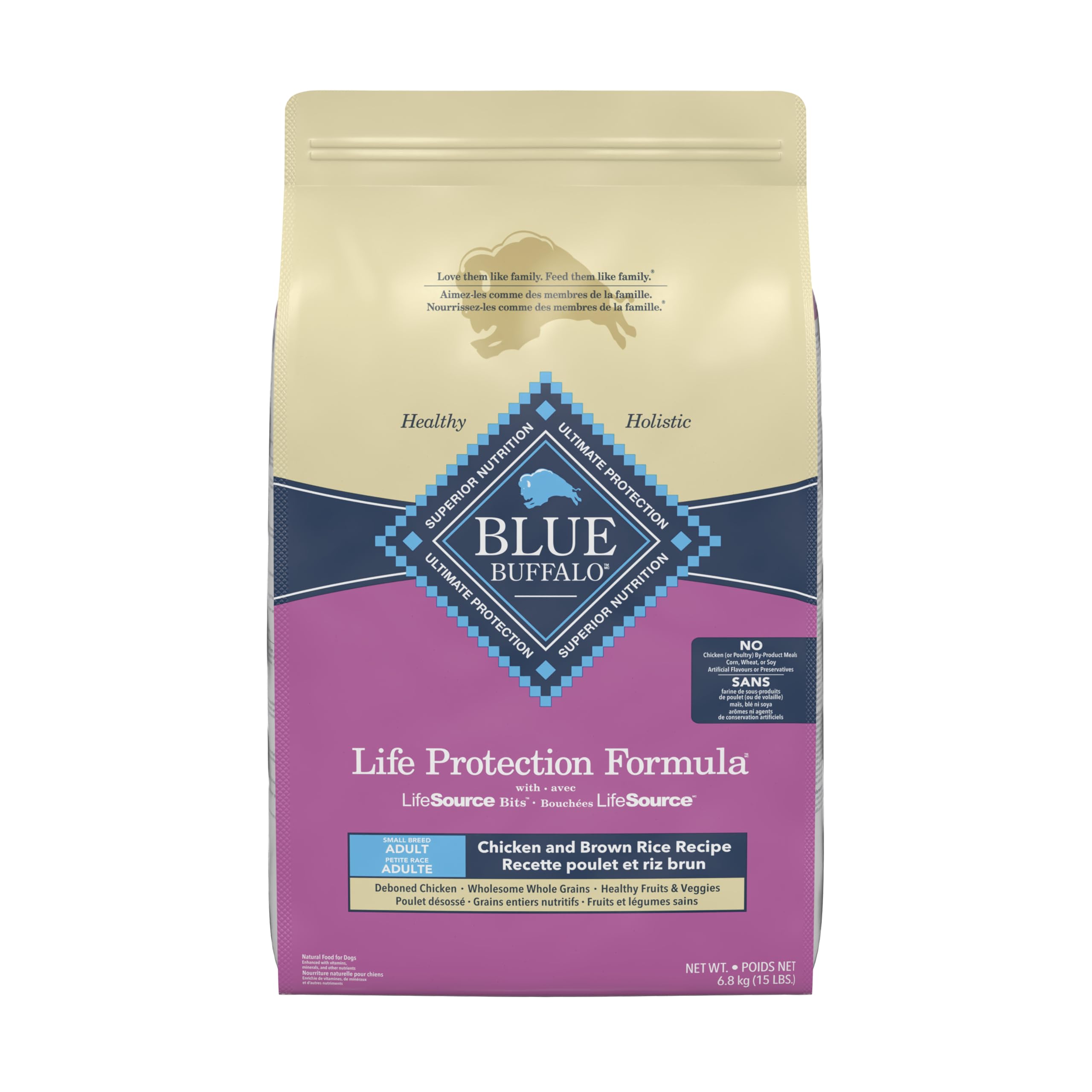 Blue Buffalo Life Protection Formula Chicken & Brown Rice Small Breed Adult Dry Dog Food, Supports Immunity with Antioxidant-Rich LifeSource Bits, Promotes Healthy Muscles, 6.8kg/15 lbs 🍁 All In One Marketplace Canada