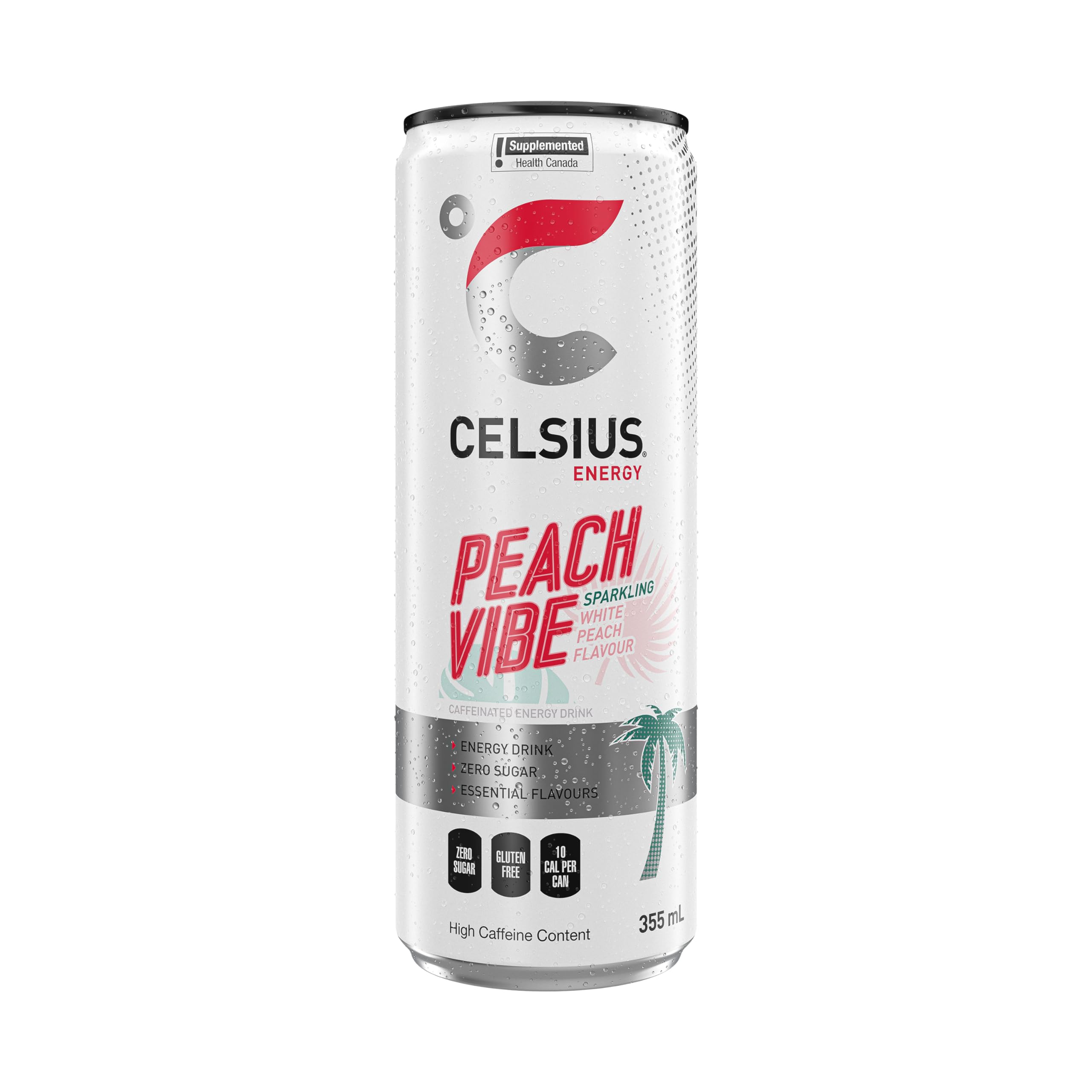 CELSIUS Sparkling Peach Vibe, Zero Sugar Energy Drink, 355ml (Pack of 12) 🍁 All In One Marketplace Canada