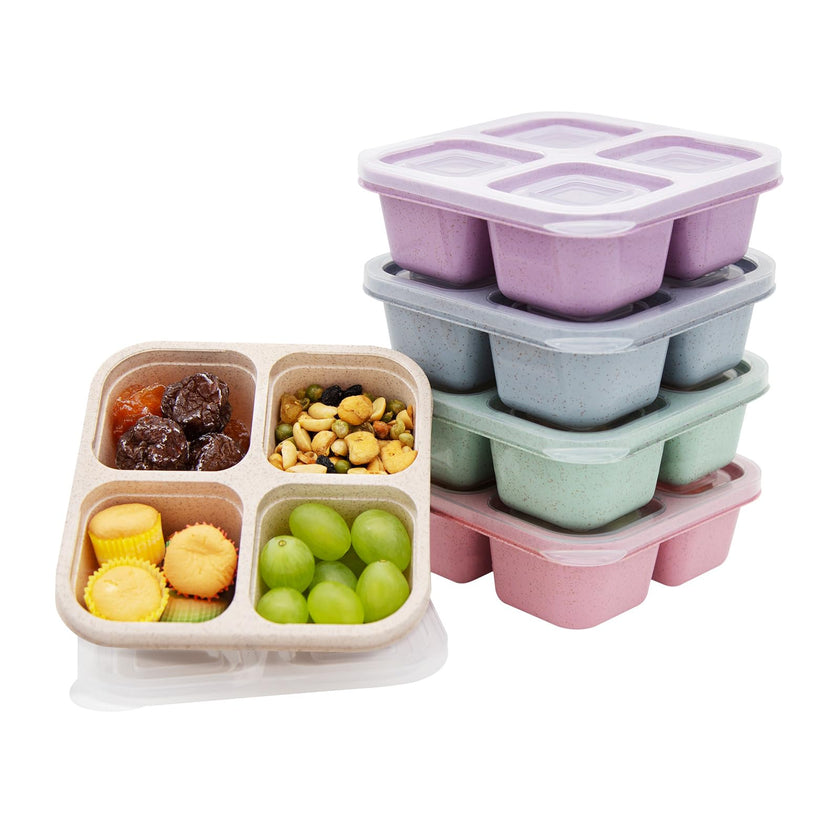 Luriseminger 5 Pack Bento Lunch Box,4 Compartment Snack Containers,Divided Snack Box,Meal Prep Lunch Containers FOR Kids/Toddle/Adults,Food Storage Containers for School, Work and Travel 🍁 All In One Marketplace Canada