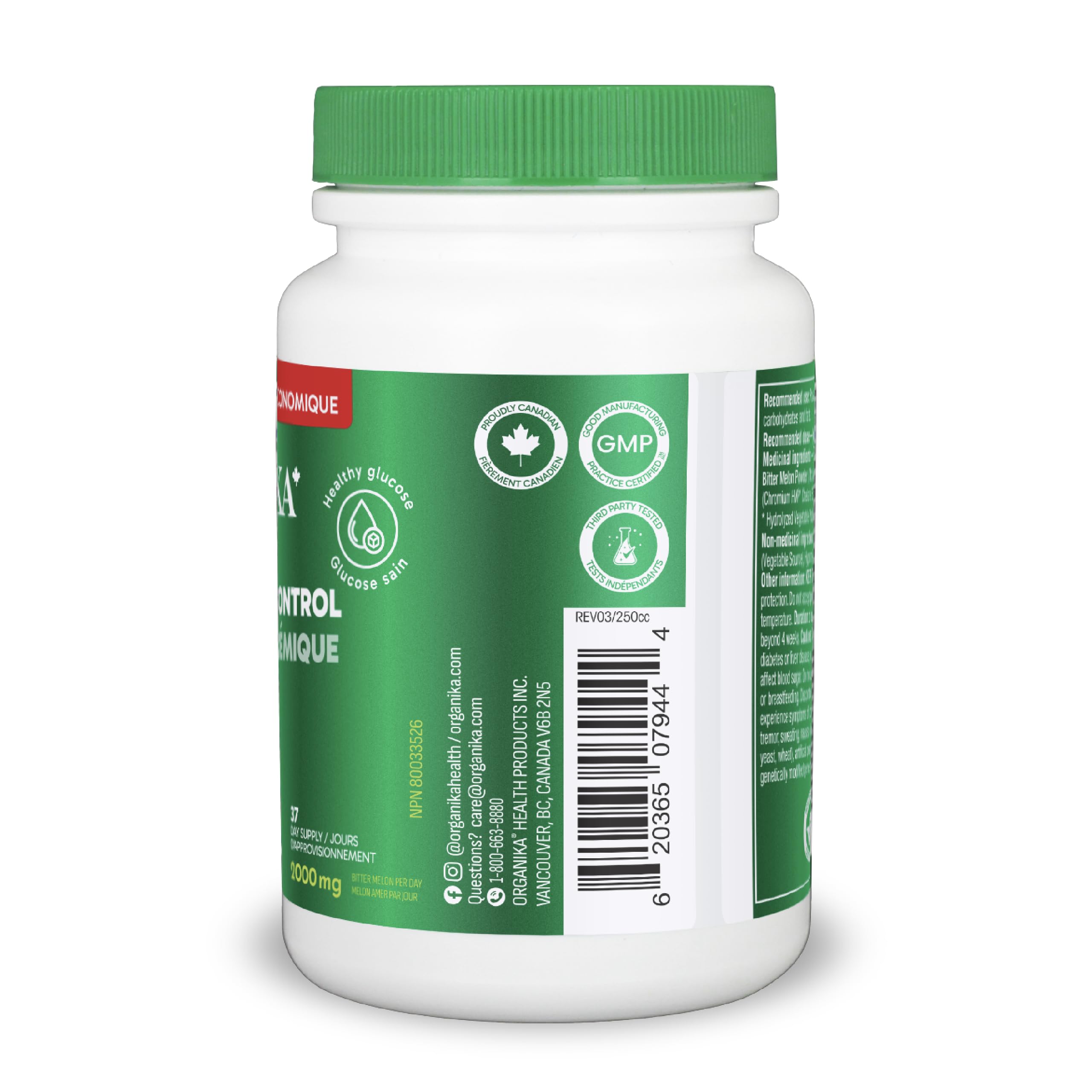 Organika Canadian-Made Blood Sugar Control Bonus Size- Chromium and Bitter Melon, 150 vcaps Blood Sugar Control Bonus Size- Chromium and Bitter Melon, 150 vcaps 🍁 All In One Marketplace Canada