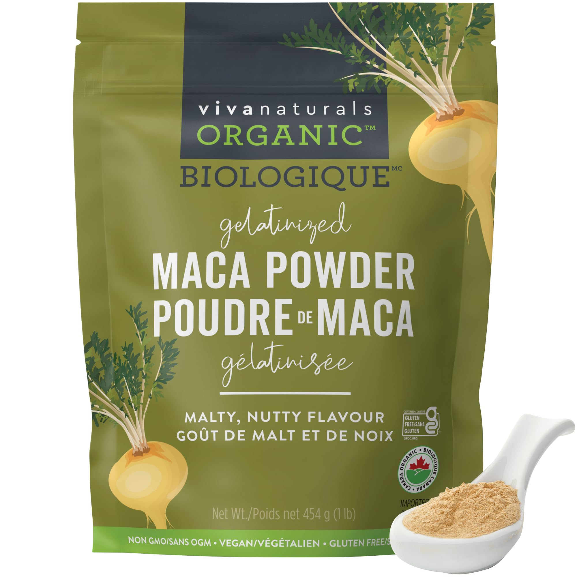 Viva Naturals Organic Maca Powder, Gelatinized Peruvian Maca Root Powder, Non-GMO, 1 lb 🍁 All In One Marketplace Canada