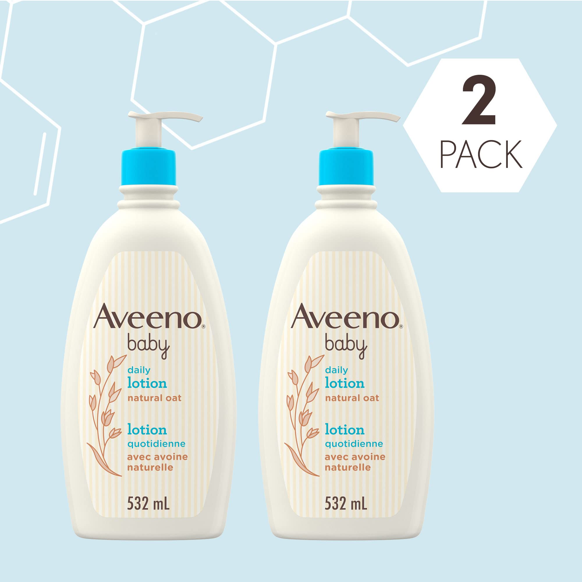 Aveeno Baby Lotion, Daily Moisturizing Cream for Sensitive Skin, Natural oat, Fragrance Free, Paraben Free, Pack of 2 (1064 ml Total) 🍁 All In One Marketplace Canada